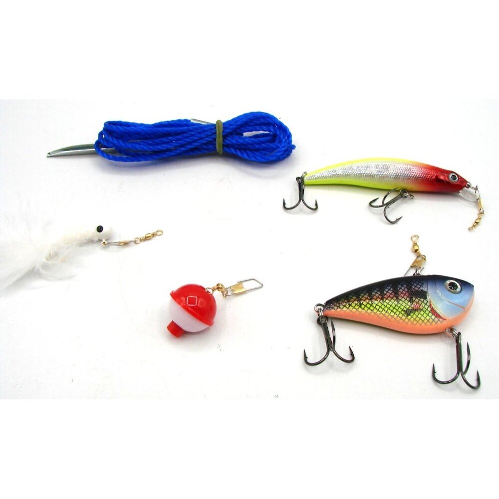Lot 5 NEW Fishing Pieces Ozark Trail Rattle Lure Bobber Mini Finesse Stringer